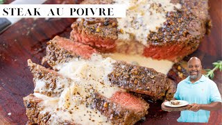 Savory Thoughts Steak Au Poivre French Steak With Cognac Sauce [upl. by Ardnusal533]