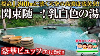 標高1800mに沸く天空の高濃度硫黄泉！関東随一の乳白色の湯に浸かる！秘湯感あふれる宿で豪華ビュッフェやライブも楽しみ静かで涼しい夏の夜を過ごしました o [upl. by Khano]