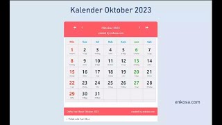 Kalender Bulan Oktober 2023 Lengkap [upl. by Reviere]