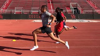 Workout Wednesday Houston Sprint Training With Carl Lewis amp Olympian Shaun Maswanganyi [upl. by Nosyerg]