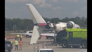 Delta Planes Tail Knocked Off in Collision at Atlanta Airport [upl. by Narton730]