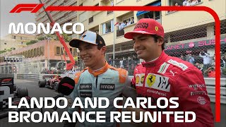 Sainz Gatecrashes Norriss Interview  2021 Monaco Grand Prix [upl. by Romeon]