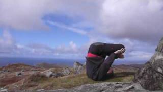 Urdhva Padmasana upside down lotus vinyasa yoga pose mt Heabhal 383M Isle of Barra by Doug Blane [upl. by Auhs]