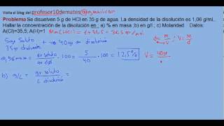 Ejercicios y problemas resueltos de disoluciones 12 [upl. by Shermy]