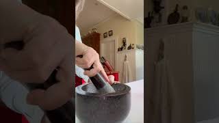 Working with Herbs How to Season a New Granite Mortar amp Pestle [upl. by Ayomat]