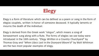 Elegy  What is Elegy Figure of Speech  Literary Terms  Elegy ki Elegy kake bole [upl. by Anilorak27]