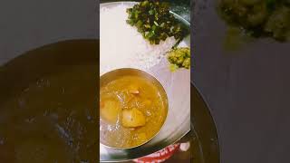 Dam aalu chawal bhindi ka bhujiya aur karele ka chokha shotrs दोपहर का खाना subscribe [upl. by Auqined]