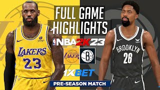 LAKERS at NETS  PRESEASON HIGHLIGHTS  October 9 2023 NBA 2K23 [upl. by Arraek]