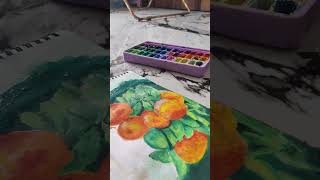 PAINTING MANDARIN ORANGES WITH GOUACHE Part 3 [upl. by Nomma]