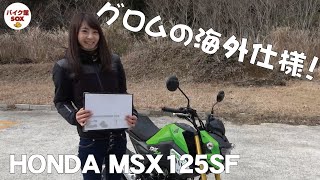 MSX125SF編  バイク館 SOXインポートモデル ときひろみちゃん試乗インプレ HONDA MSX125SF REVIEW ホンダ グロムの海外仕様 [upl. by Llednew]