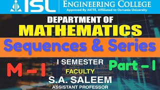 Sequence And Series Engineering Mathematics 1  M1 [upl. by Marcelle]