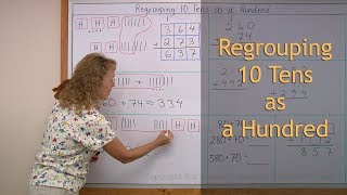 Regrouping in addition 10 tens is regrouped as one hundred 2nd grade math [upl. by Airotcivairam]