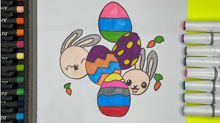 How To Draw An Easter Egg Stack Folding Surprise [upl. by Ellenwad]