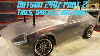 Tamiya Datsun 240z Part 2  Tires Wheels and Body [upl. by Eilsil977]