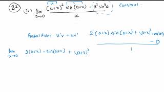 lim x0 ax2 sinax a2sin2a  x [upl. by Demitria]