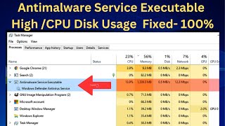 Solved Antimalware Service Executable High Disk Usage Windows 10 2023 HINDI [upl. by Eiddet725]