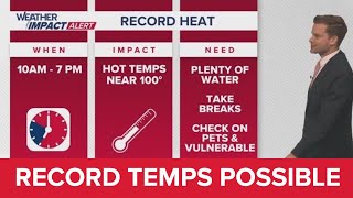 Weather Impact Alert Record temperatures possible [upl. by Neelloc]