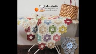 How to crochet easy blanket flower afghan for beginners [upl. by Saticilef]