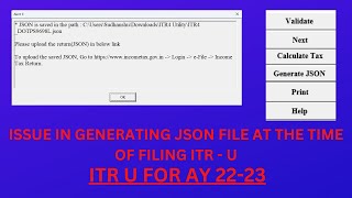 JSON is not generating from ITR Excel Utility  Complete Solution  ITR  U for AY 202223 [upl. by Aneleiram601]