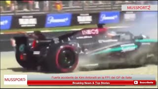 Fuerte accidente de Kimi Antonelli en la FP1 del GP de Italia destruye auto de George Russell [upl. by Zennas805]