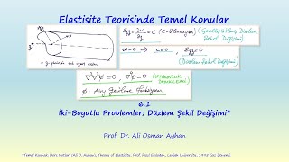 ELASTİSİTE 61 İKİBOYUTLU PROBLEMLER DÜZLEM ŞEKİL DEĞİŞİMİ [upl. by Assille]