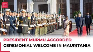 President Droupadi Murmu accorded ceremonial welcome in Mauritania received by President Ghazouani [upl. by Etnud]