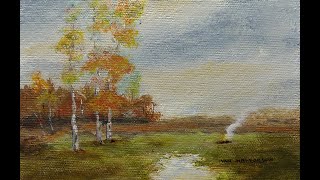 ACRYLIC LANDSCAPE PAINTING small fire [upl. by Inhoj]