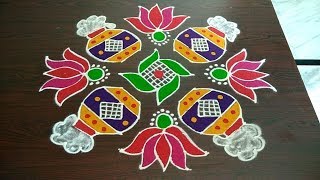 Sankranthi 1333 chukkala muggu  pongal pots rangoli design with dots  bhogi kundalu muggulu [upl. by Ehsom]