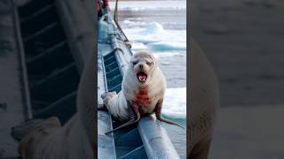 Male seal asked the sailor to help rescue the female seal and her cups who were injured in the net [upl. by Damiani]