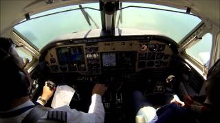 King Air B100 landing at JFK airport  cockpit view [upl. by Lirpa]