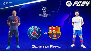 FC 24  PSG vs Barcelona  UEFA Champions League Quarter Final  PS5™ 4K60 [upl. by Sennahoj638]