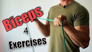 4 Exercises For BICEPS  Resistance Band Workout [upl. by Berkie]