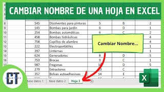 Como Cambiar el Nombre de una Hoja en Excel [upl. by Ayitahs]