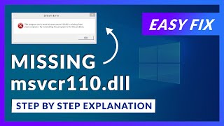 msvcr110dll Missing Error  How to Fix  2 Fixes  2021 [upl. by Prager]