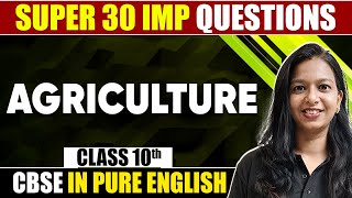 Agriculture  30 Most Imp amp Expected Questions  SST  Class 10th in Pure English [upl. by Annor]