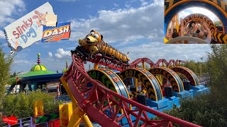 Slinky Dog Dash Launch Coaster at Disneys Hollywood Studios Toy Story Land Full Back Row POV [upl. by Ellerret]