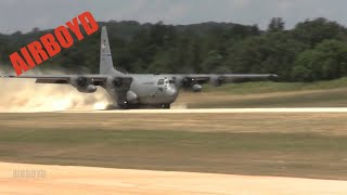 C130 Landing And Takeoff Ft McCoy [upl. by Ahseuqram]