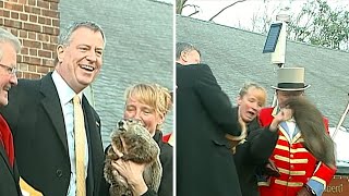 Archive 10 years since Bill de Blasio dropped Staten Island Chuck [upl. by Yanej]