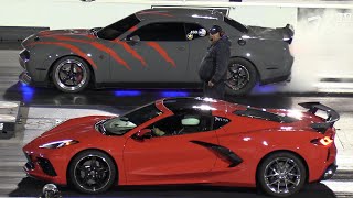 Hellcat vs C8 Corvette  drag racing [upl. by Tarrel]