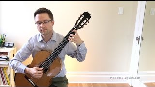 Brouwer Etude No 5 Estudios Sencillos and Lesson for Classical Guitar [upl. by Bascio]