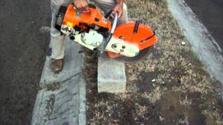 serrucho stihl TS400 cortando concreto punta diamante [upl. by Germann]