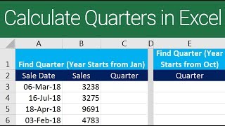 Calculate Quarter in Excel [upl. by Niwrehs8]