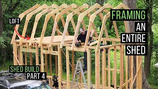 How to frame an entire shed  Barn Style  loft  Shed Build Part 4 [upl. by Knighton]