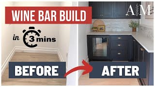 BUILDING A WINE BAR  A 3Minute Timelapse on How We Built Our Custom Dry Bar with a Wine Fridge [upl. by Erbes]