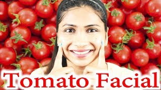 Best TOMATO FACIAL at home to get fair spotless GLOWING SKINTomato facial cleanser and tomato scrub [upl. by Frayda]