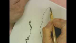 Instructional lesson on Porcelain painting linework and scrolls [upl. by Pinkerton]