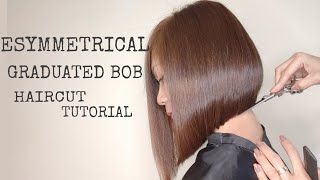 How To Cut Asymmetrical Graduated Bob  Medium Length  Full Haircut [upl. by Wells]