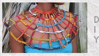 How I made my Cape BoxWeb Ankara NecklaceAfrican printDashiki [upl. by Nailliw]