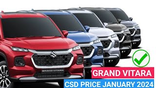 Grand Vitara CSD Price January 2024 Grand Vitara best variants  Best SUV [upl. by Sallad]