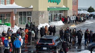 Major lineups at Newfoundland grocery stores after recordsetting blizzard [upl. by Enomor773]